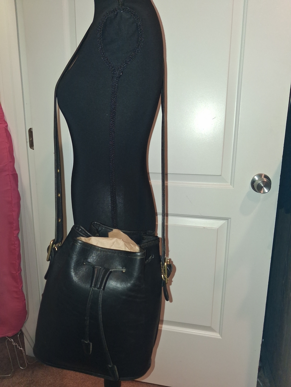 Vintage Coach  Lula's Legacy Black Leather Drawstring Bucket Bag